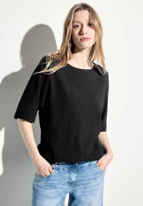 344735- Black Seersucker Blouse - Cecil