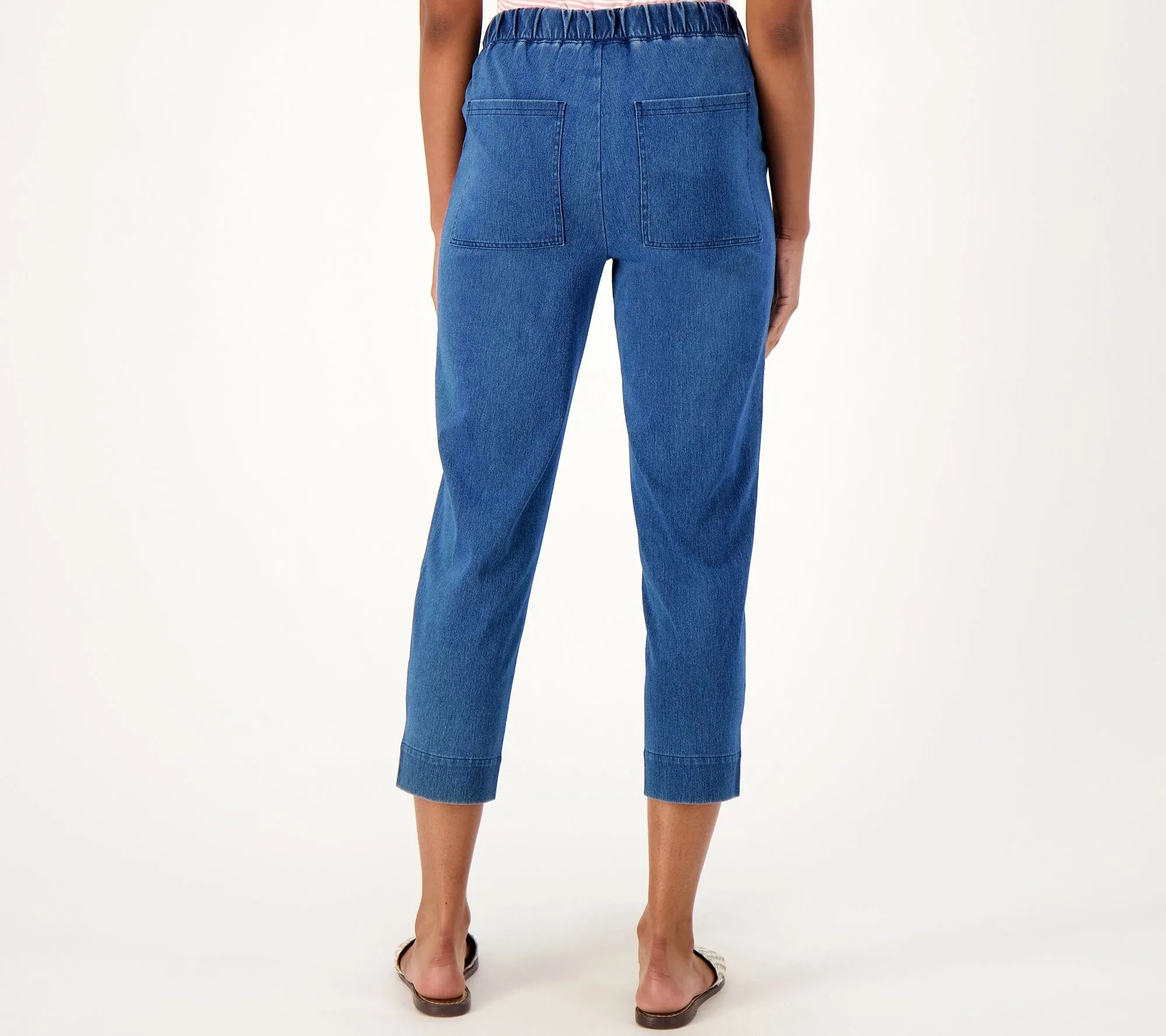 "As Is" Denim & Co. Comfy Knit Air Regular Straight Crop Pant w/Slits