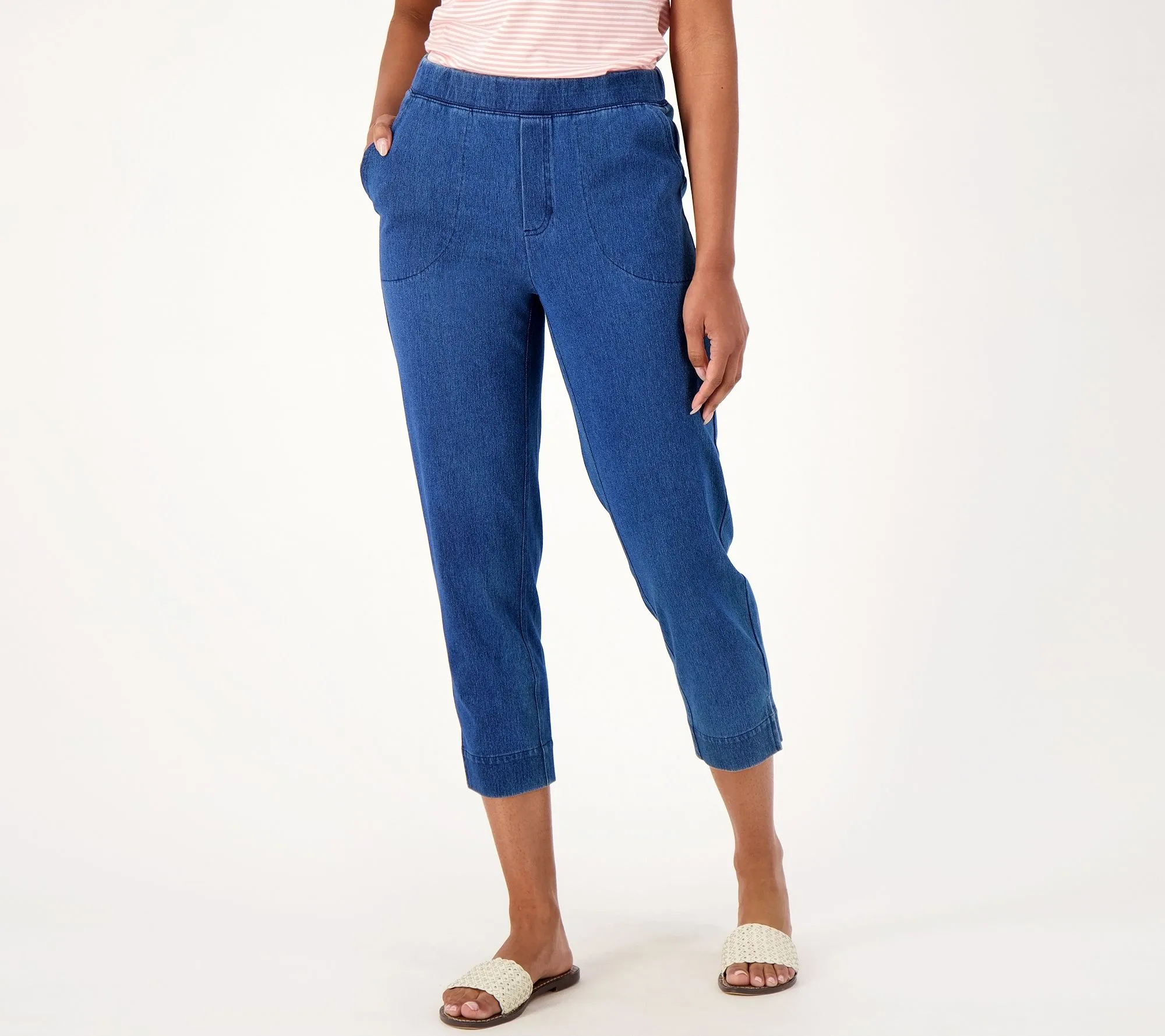 "As Is" Denim & Co. Comfy Knit Air Tall Straight Crop Pant w/ Slits