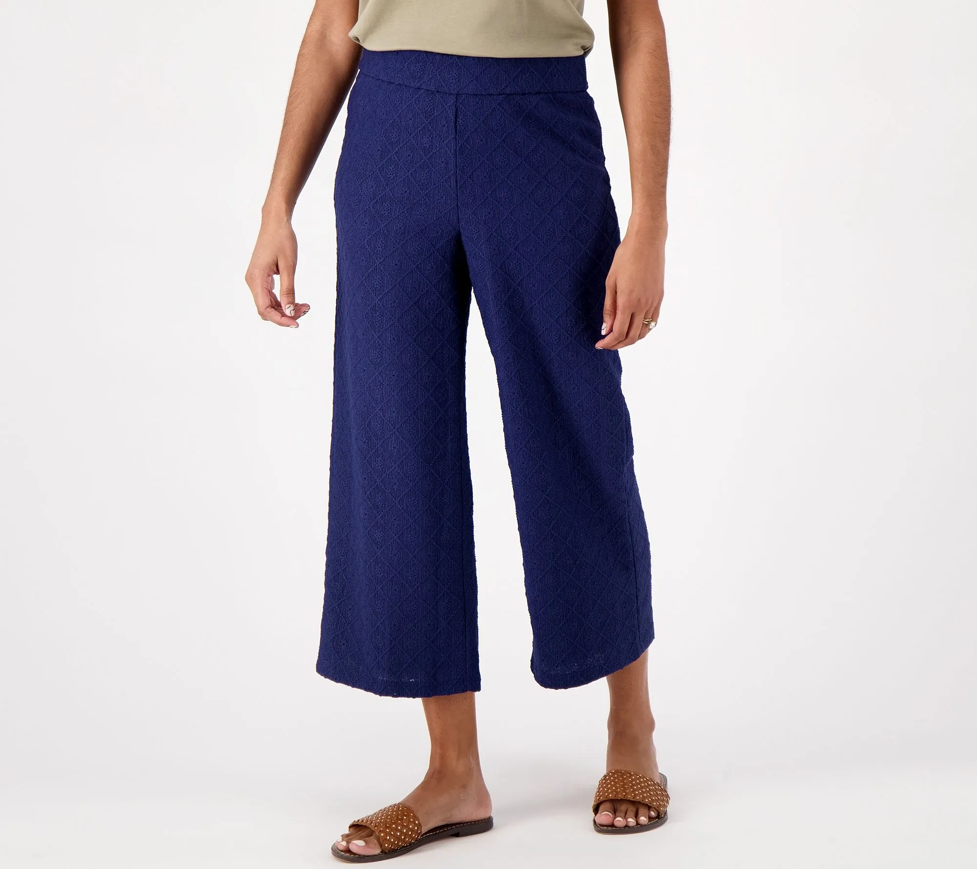 "As Is" Isaac Mizrahi Live Petite Textured Knit Crop Pants