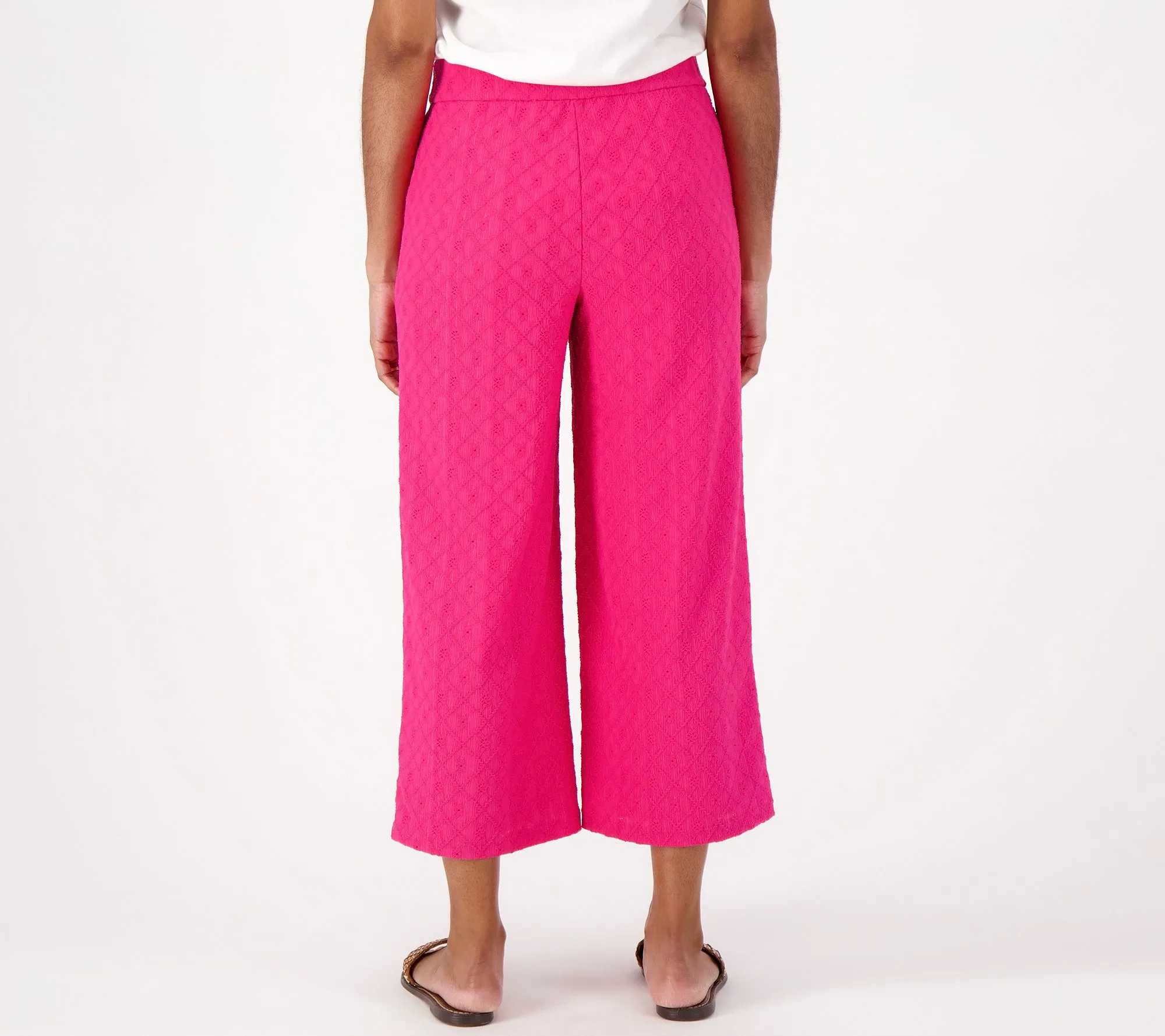 "As Is" Isaac Mizrahi Live Petite Textured Knit Crop Pants