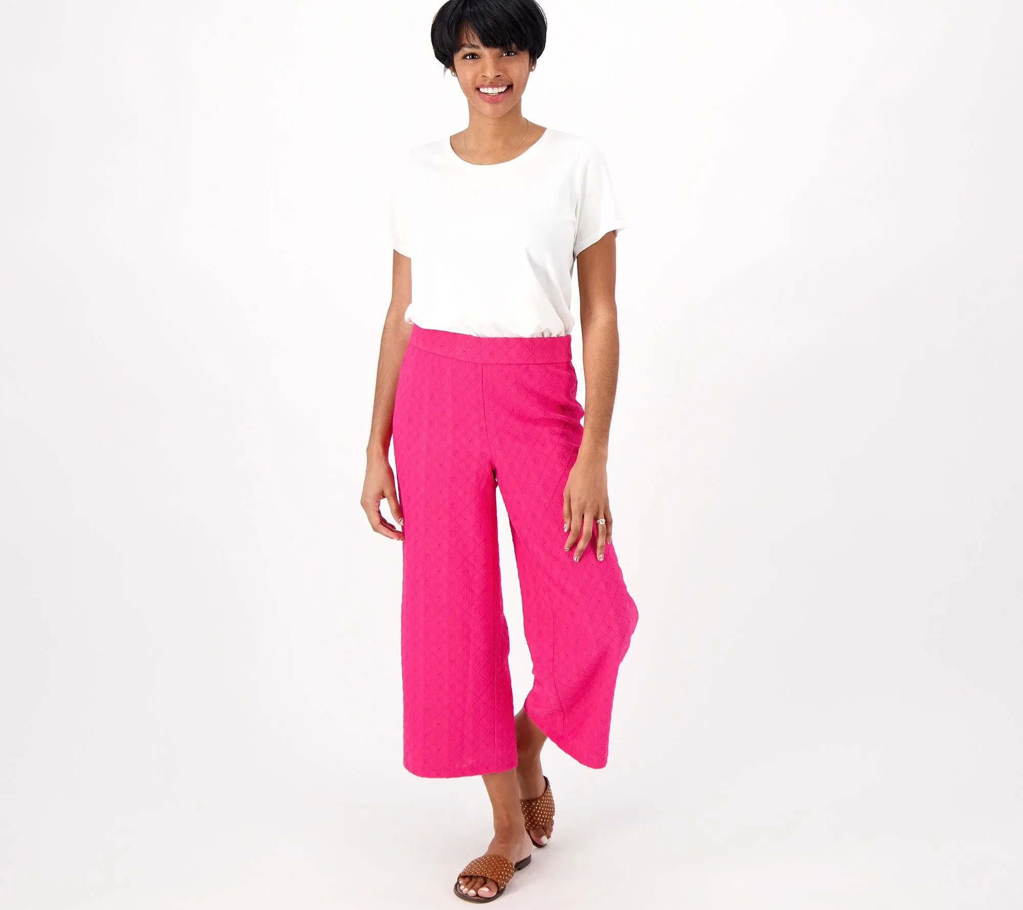 "As Is" Isaac Mizrahi Live Petite Textured Knit Crop Pants