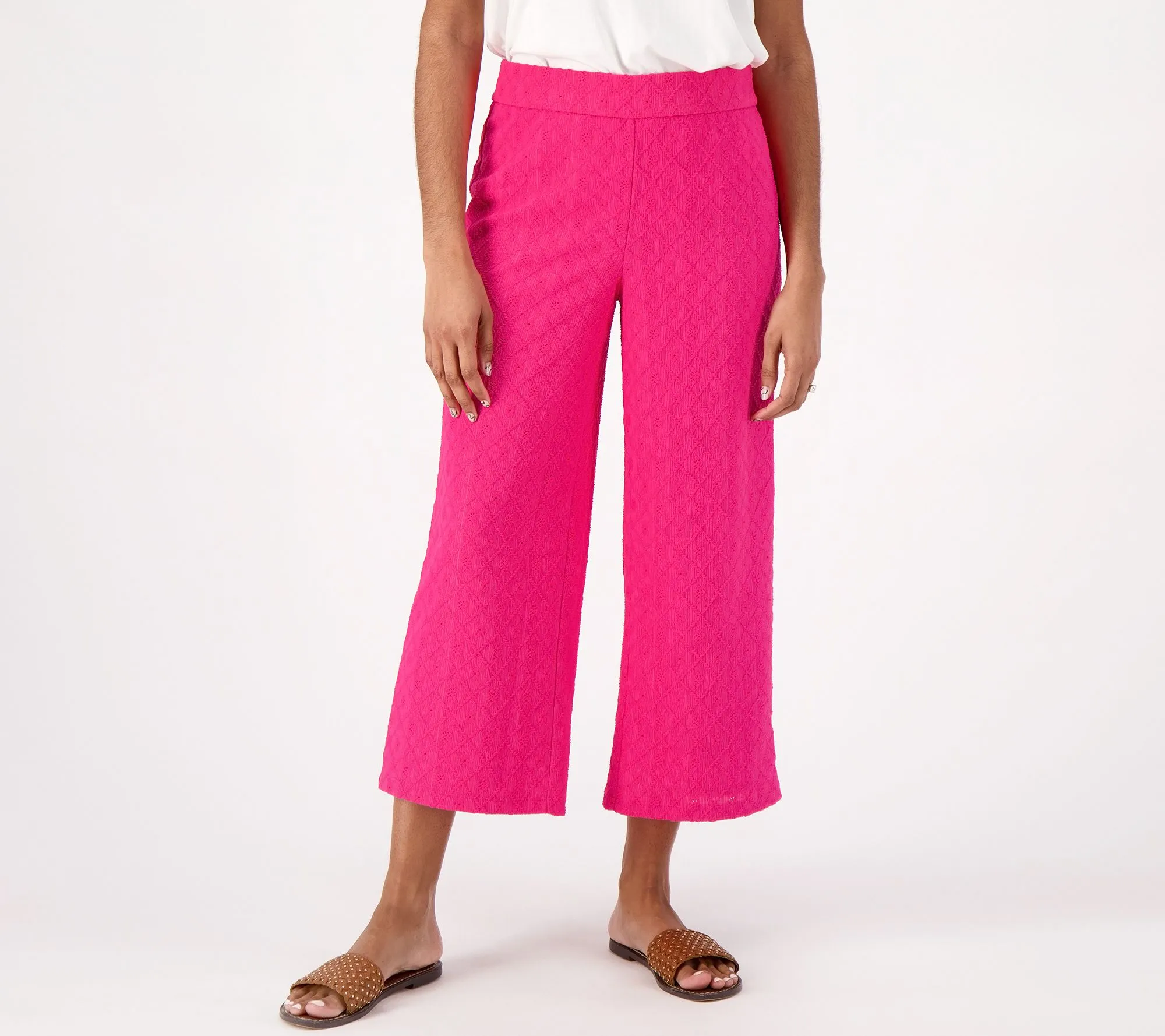 "As Is" Isaac Mizrahi Live Regular Texture Knit Crop Pants