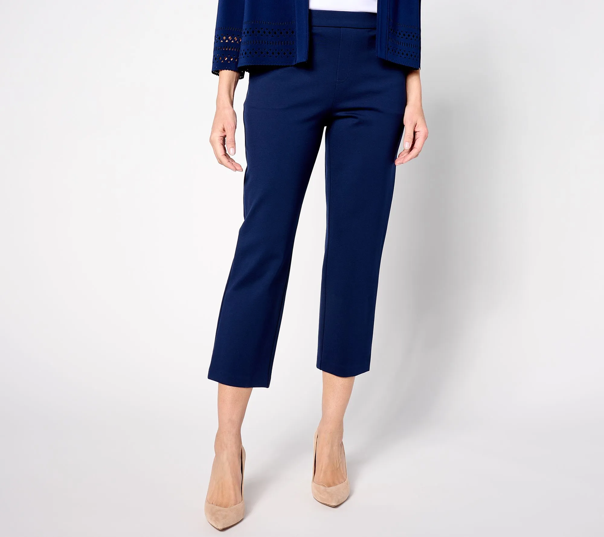 "As Is" Susan Graver Reg Smart Ponte Knit Straight Leg Crop Pants