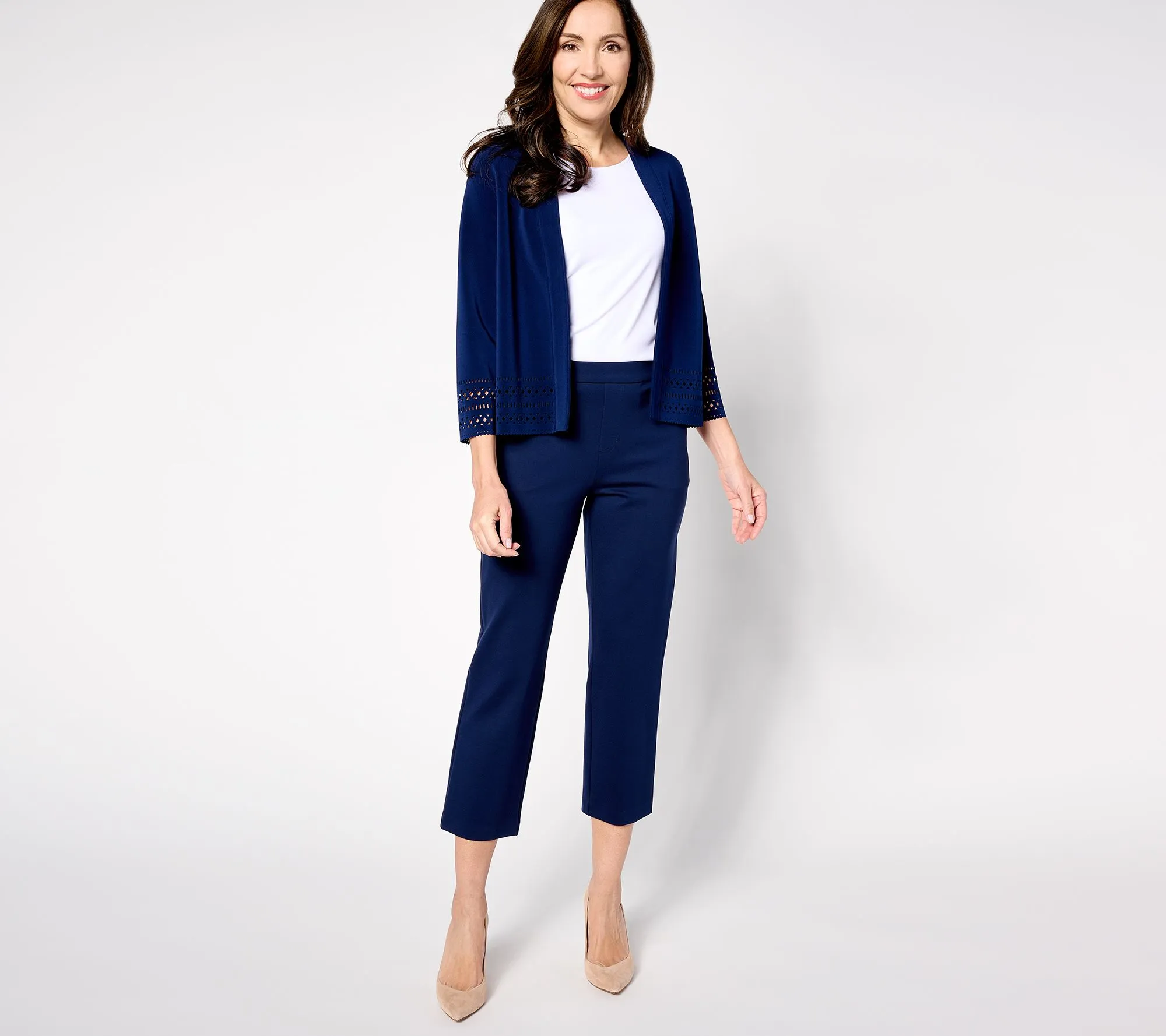 "As Is" Susan Graver Reg Smart Ponte Knit Straight Leg Crop Pants