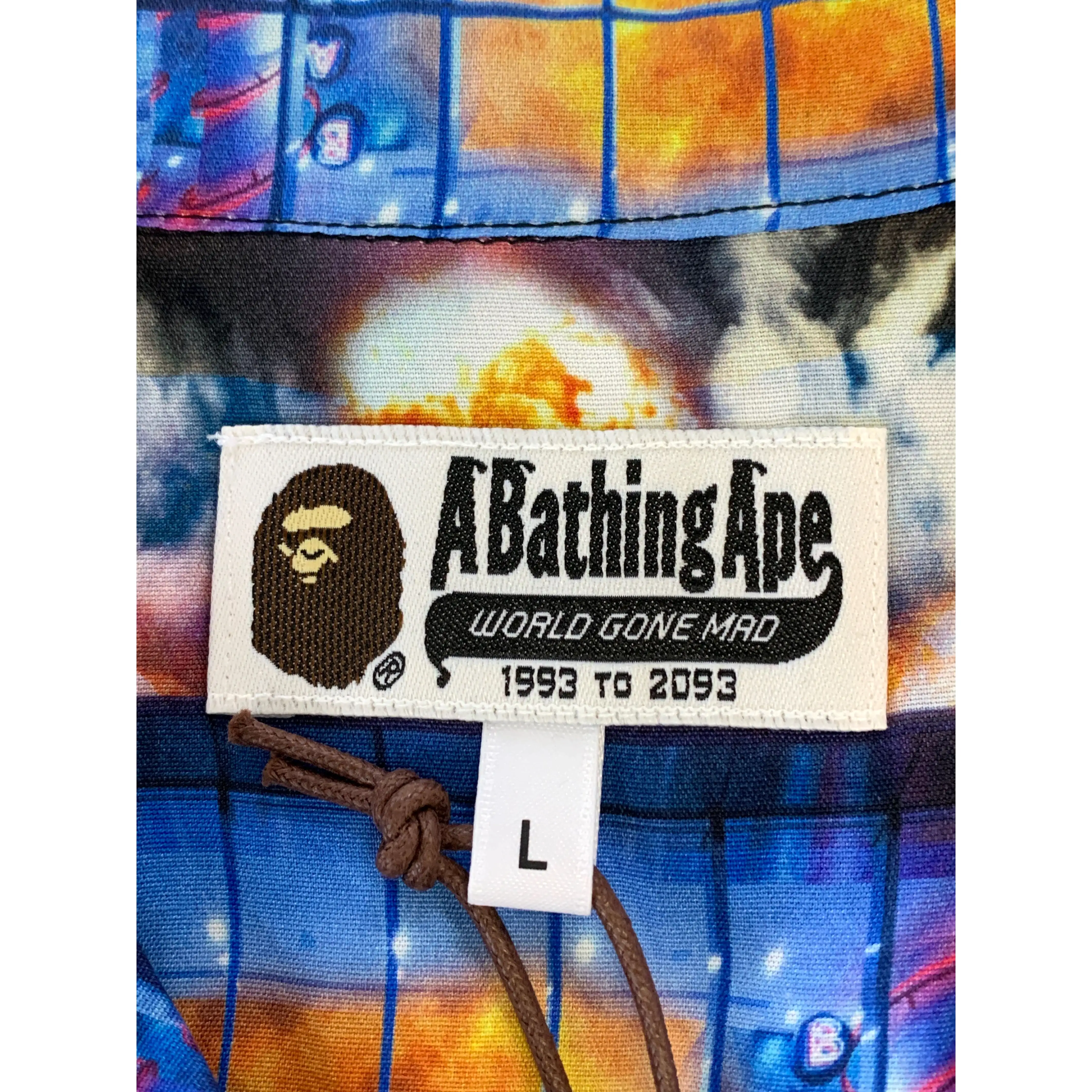 A BATHING APE/Hawaiian Shirt/L/BLK/Rayon/All Over Print