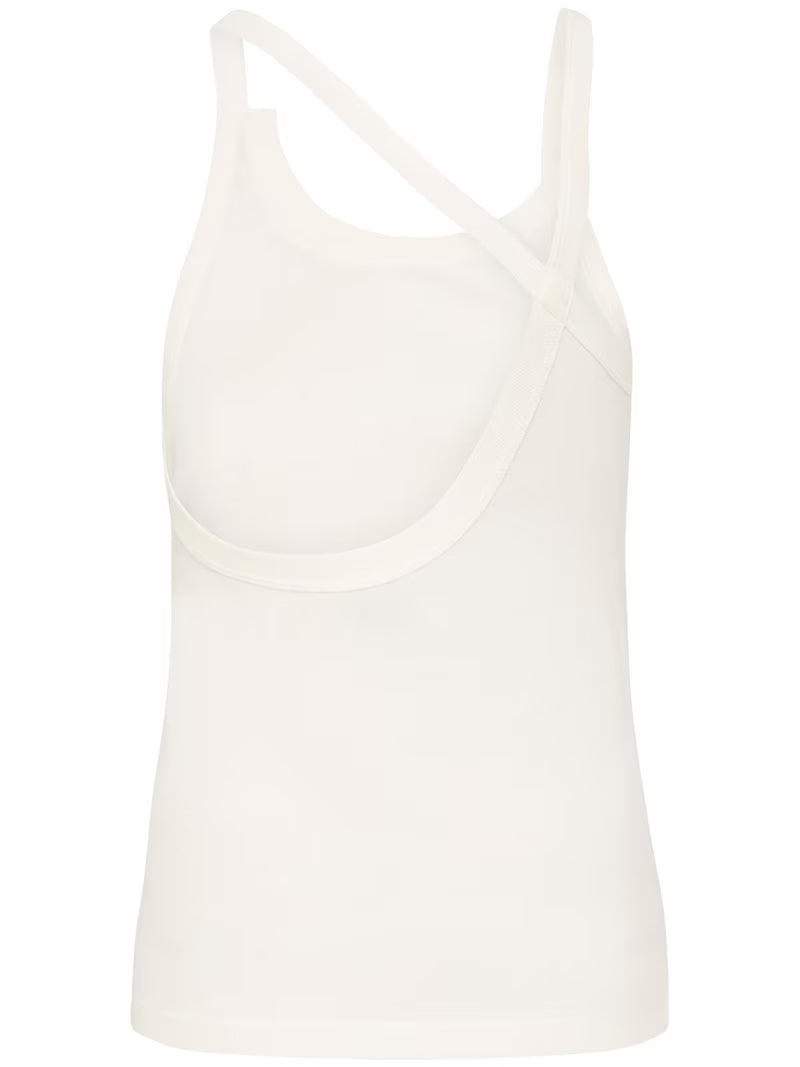 Abstract Singlet Organic Cotton Tank Top - White