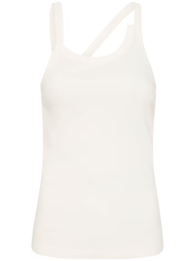 Abstract Singlet Organic Cotton Tank Top - White