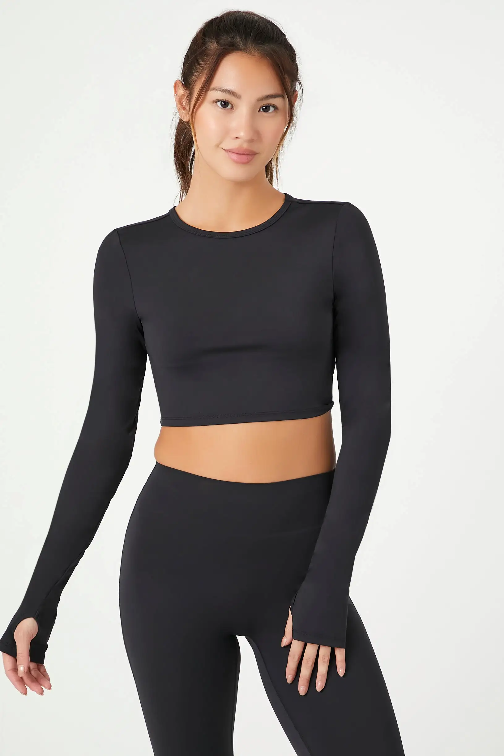 Active Cutout Thumbhole Crop Top