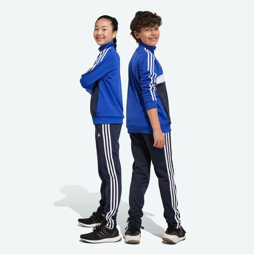 ADIDAS BIG KID'S 3-STRIPES TIBERIO TRACKSUIT LUCID BLUE/NAVY/WHITE