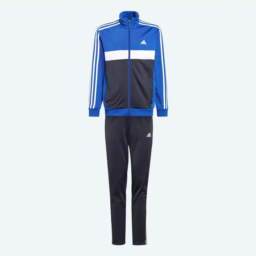 ADIDAS BIG KID'S 3-STRIPES TIBERIO TRACKSUIT LUCID BLUE/NAVY/WHITE