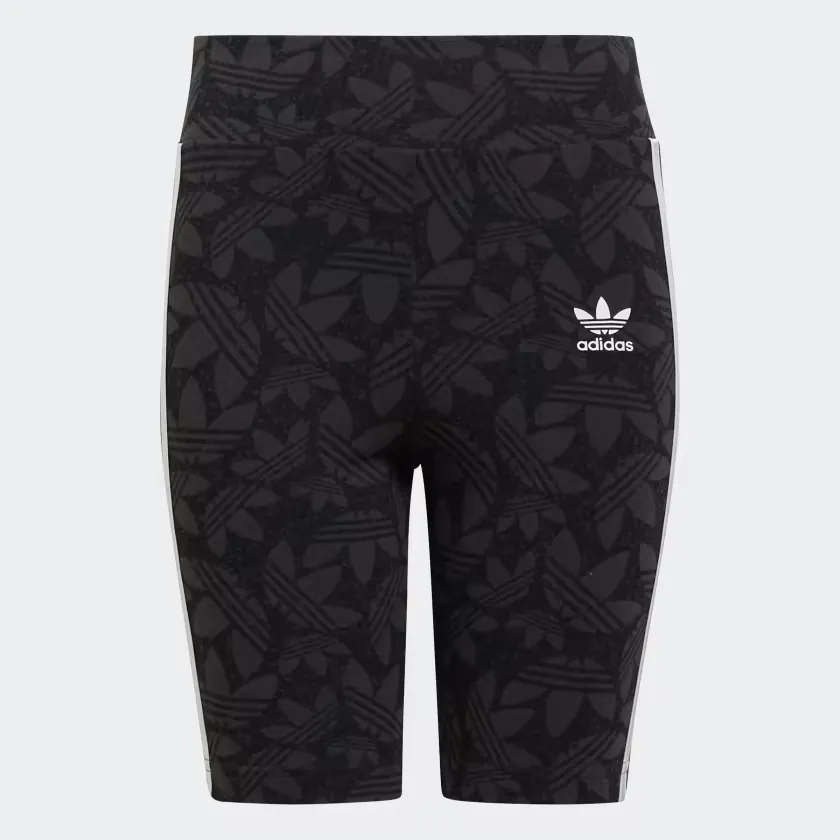 Adidas Kid's High Waisted Cycling Shorts - Carbon / Black / White