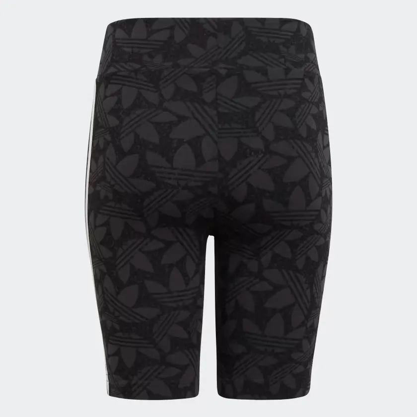 Adidas Kid's High Waisted Cycling Shorts - Carbon / Black / White