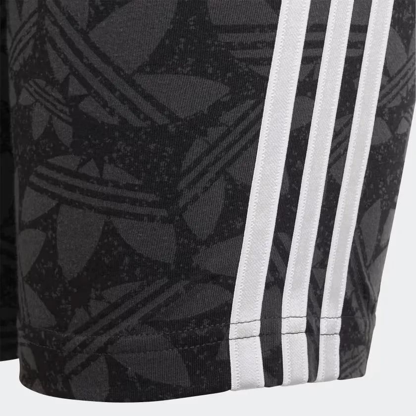 Adidas Kid's High Waisted Cycling Shorts - Carbon / Black / White