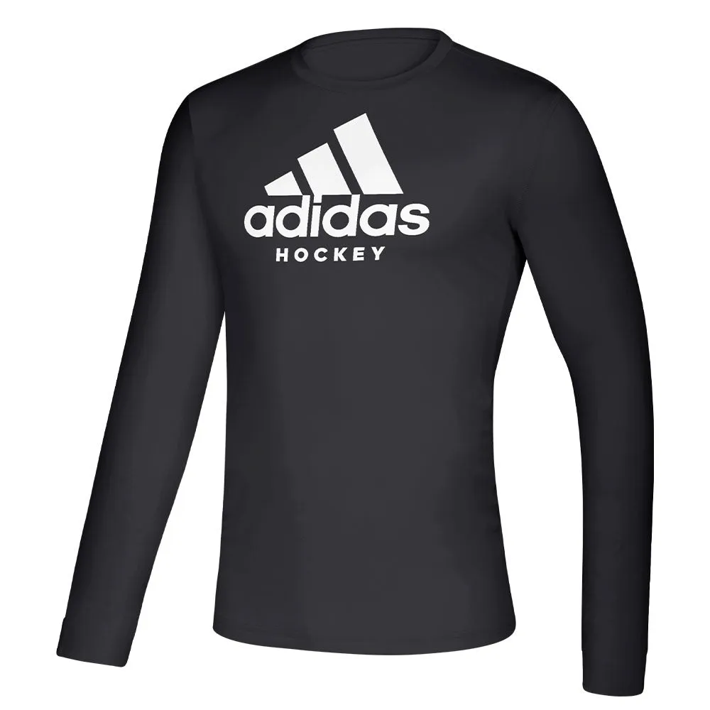 ADIDAS KID'S HOCKEY LONG SLEEVE T SHIRT - BLACK