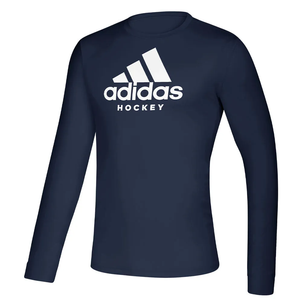 ADIDAS KID'S HOCKEY LONG SLEEVE T SHIRT - NAVY