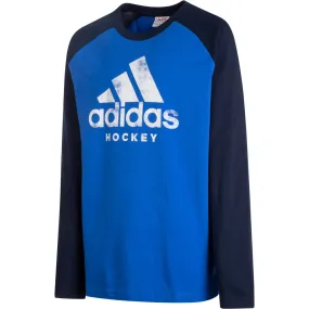 ADIDAS KID'S HOCKEY RAGLAN SHIRT - BLUE/NAVY/WHITE