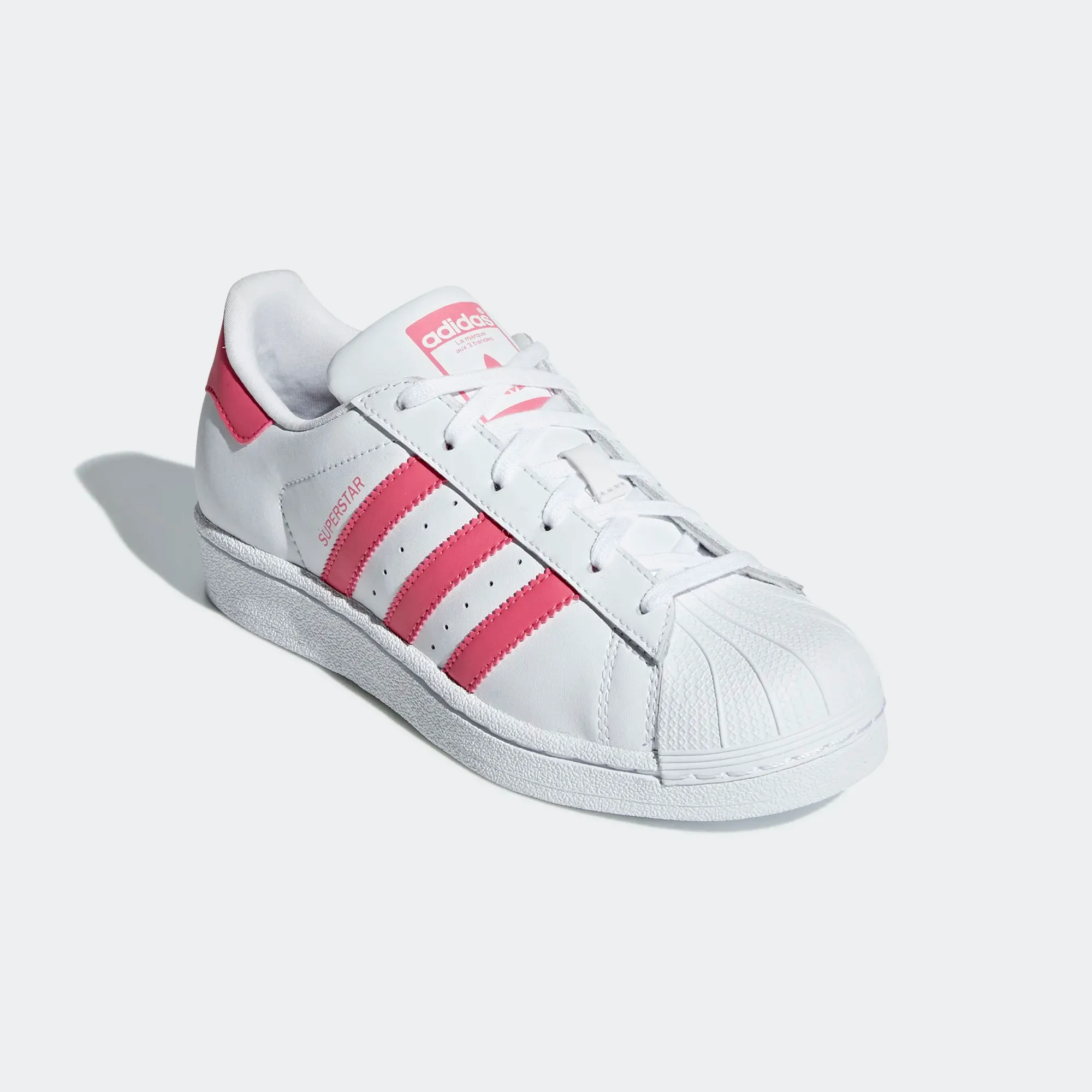 Adidas Kid's Superstar Shoes - Cloud White / Real Pink