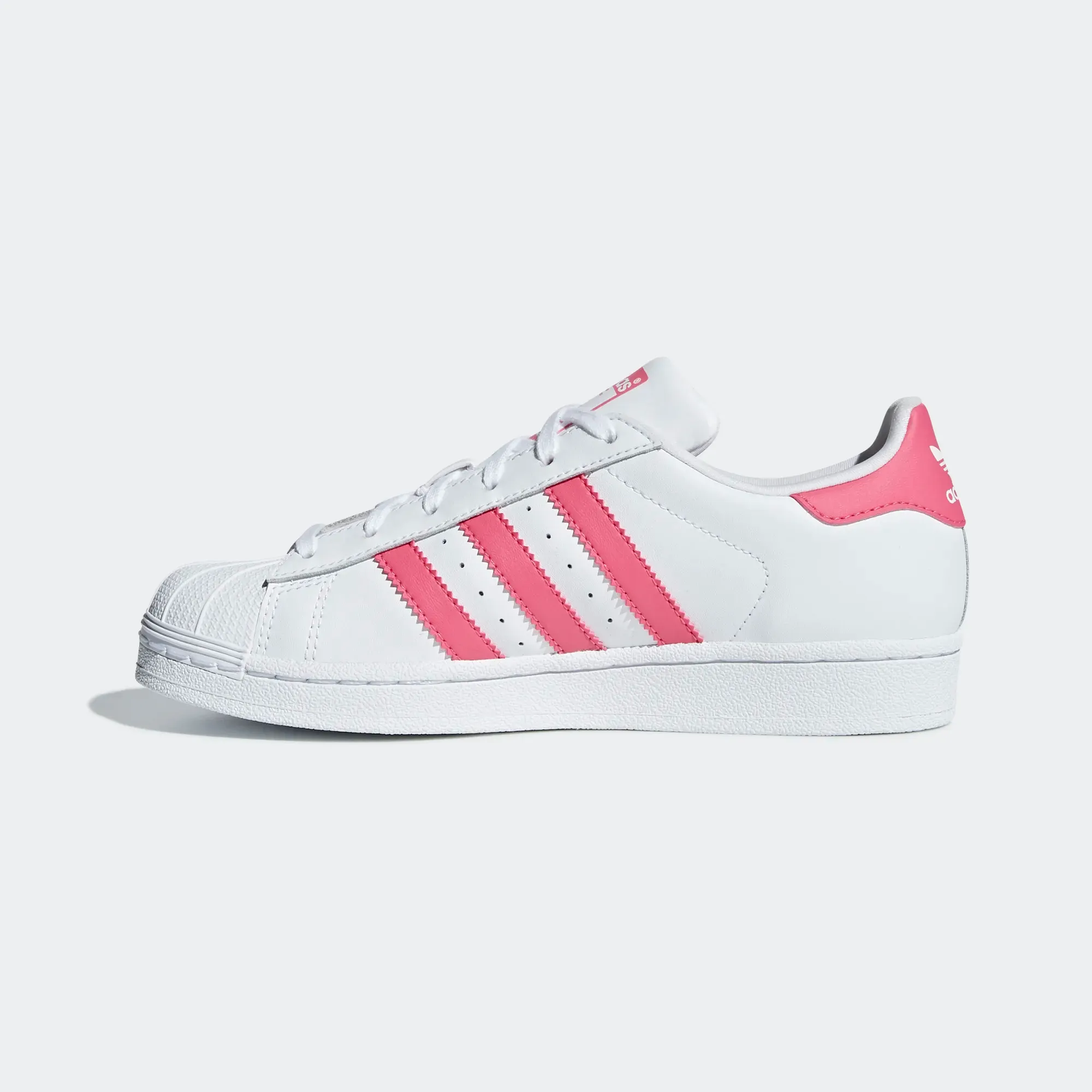 Adidas Kid's Superstar Shoes - Cloud White / Real Pink