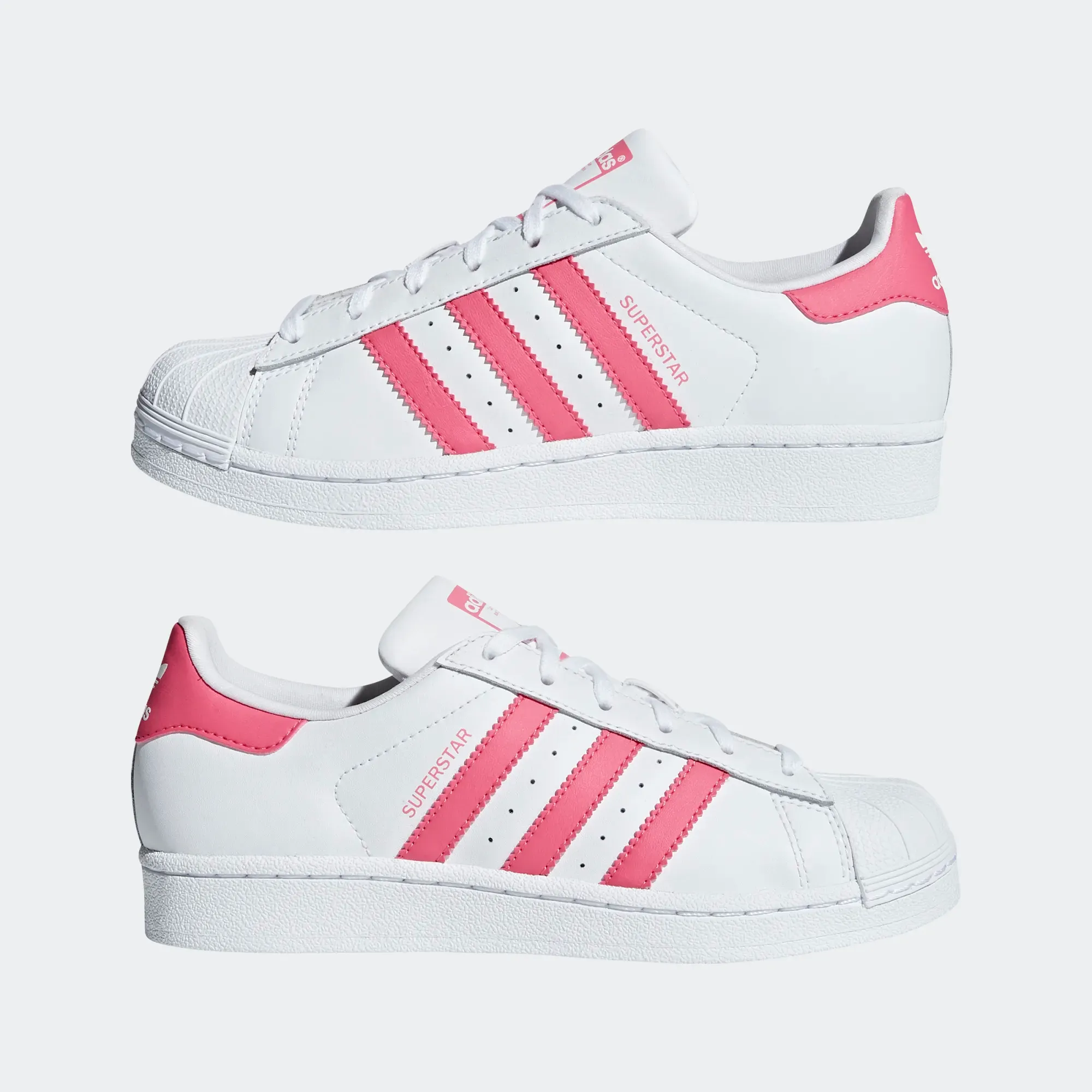 Adidas Kid's Superstar Shoes - Cloud White / Real Pink