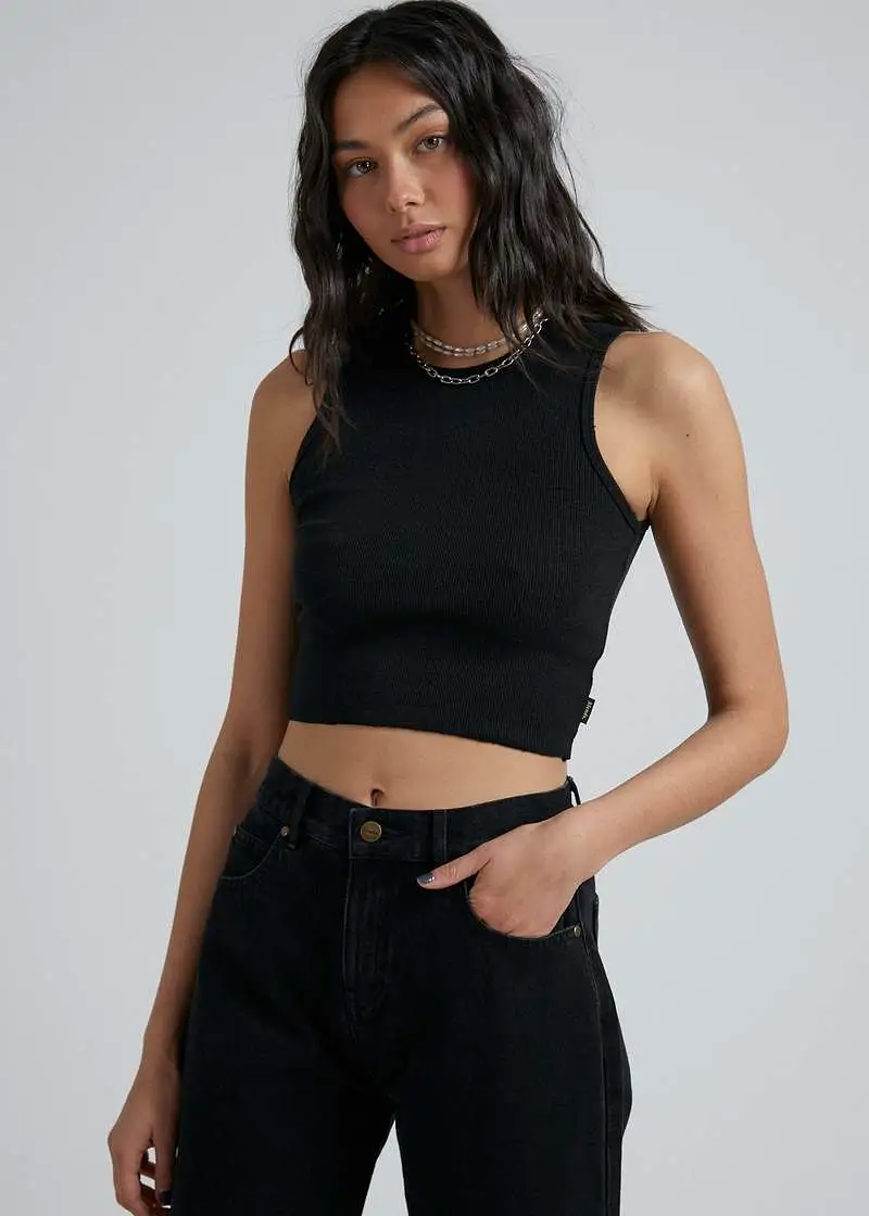 Afends Dalston Hemp Rib Tank Black