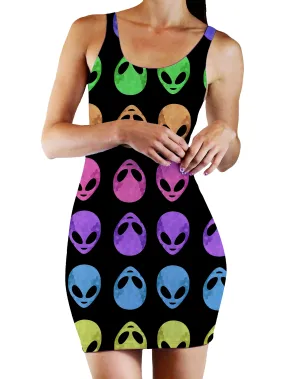 Alien Pattern Bodycon Mini Dress