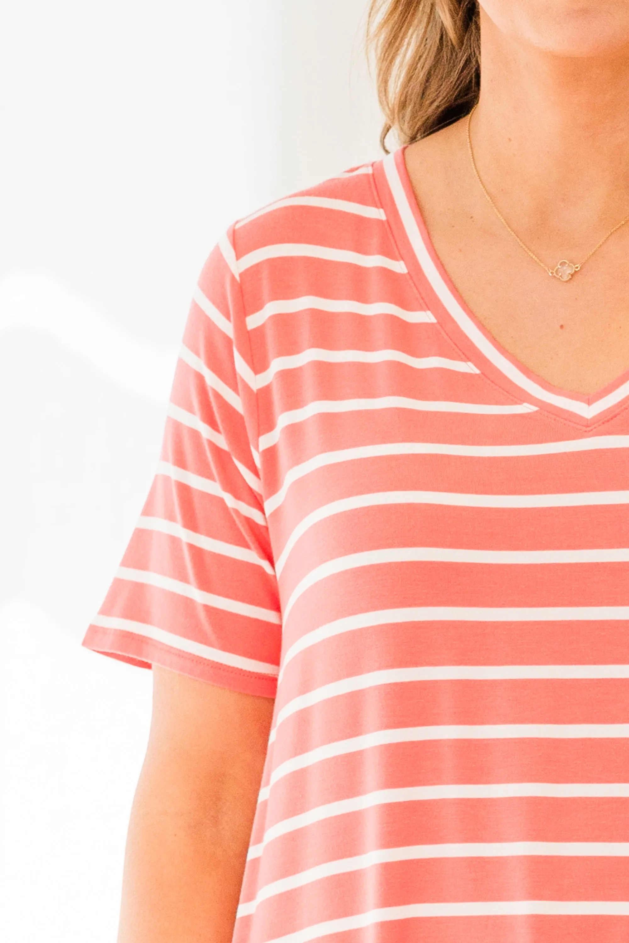 All About Good Times Top, Deep Coral-Ivory