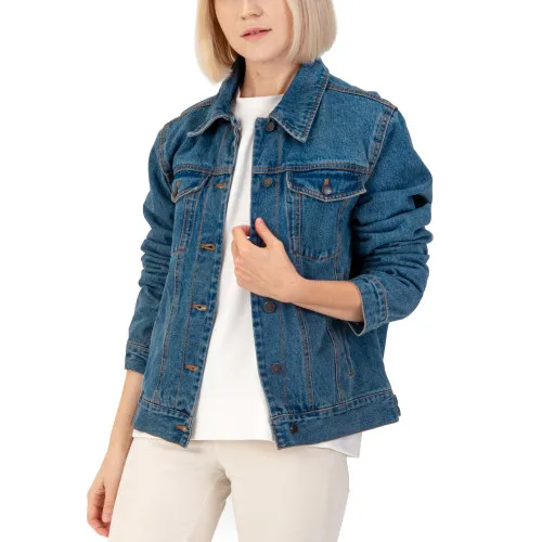 Alpine Swiss Womens Denim Jacket Classic Trucker Jean Jacket Button Up Coat