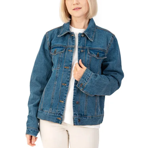 Alpine Swiss Womens Denim Jacket Classic Trucker Jean Jacket Button Up Coat