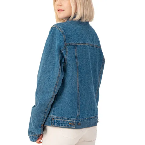 Alpine Swiss Womens Denim Jacket Classic Trucker Jean Jacket Button Up Coat