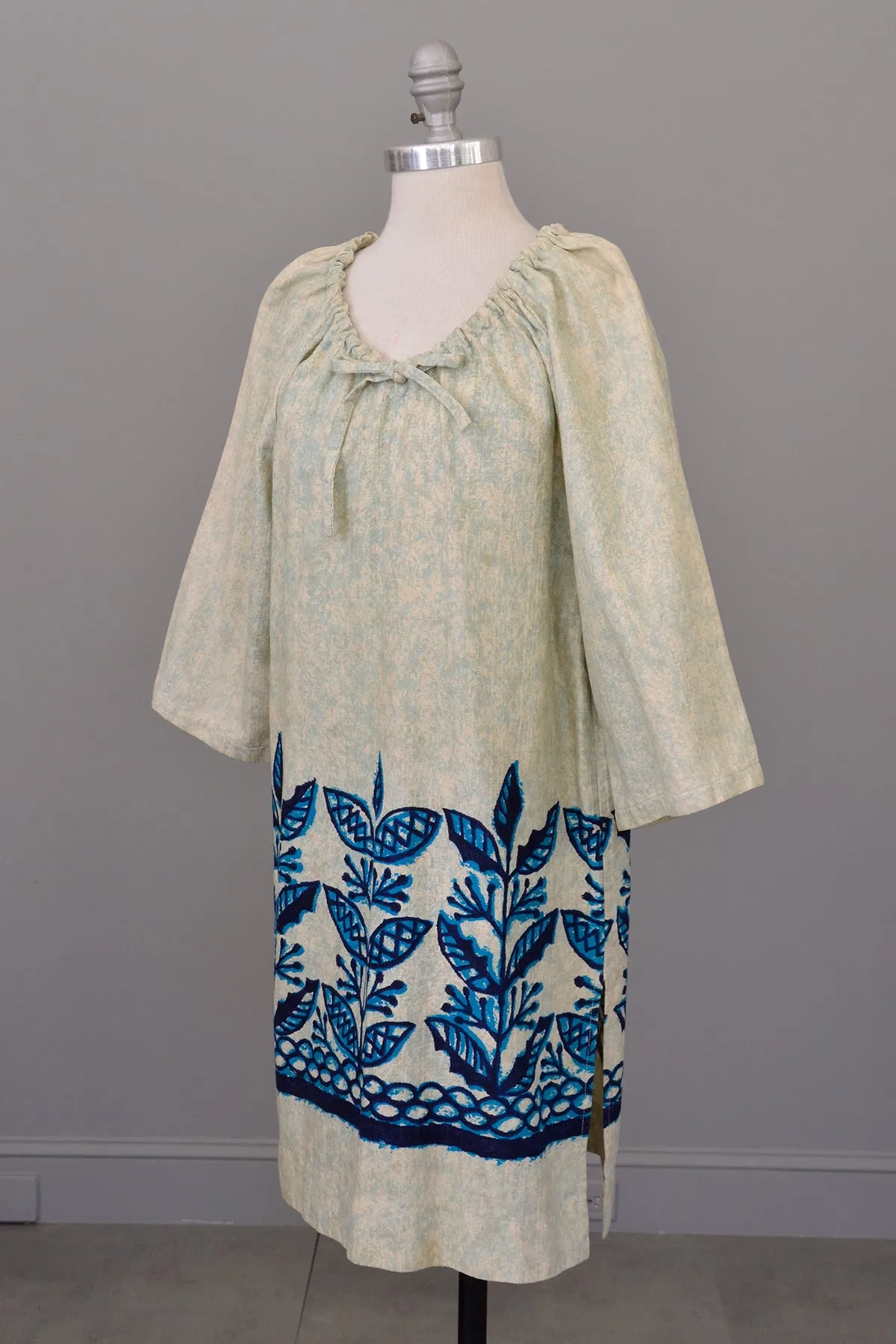 Aqua Blue Tiki Print Beach Dress Tunic by Kauai Casuals