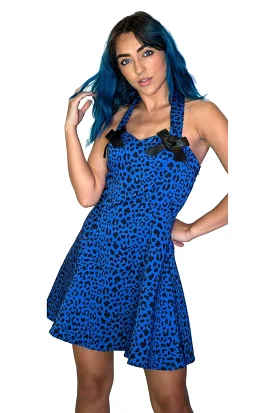 Aqua Leopard Blue Mini Dress - Jessica