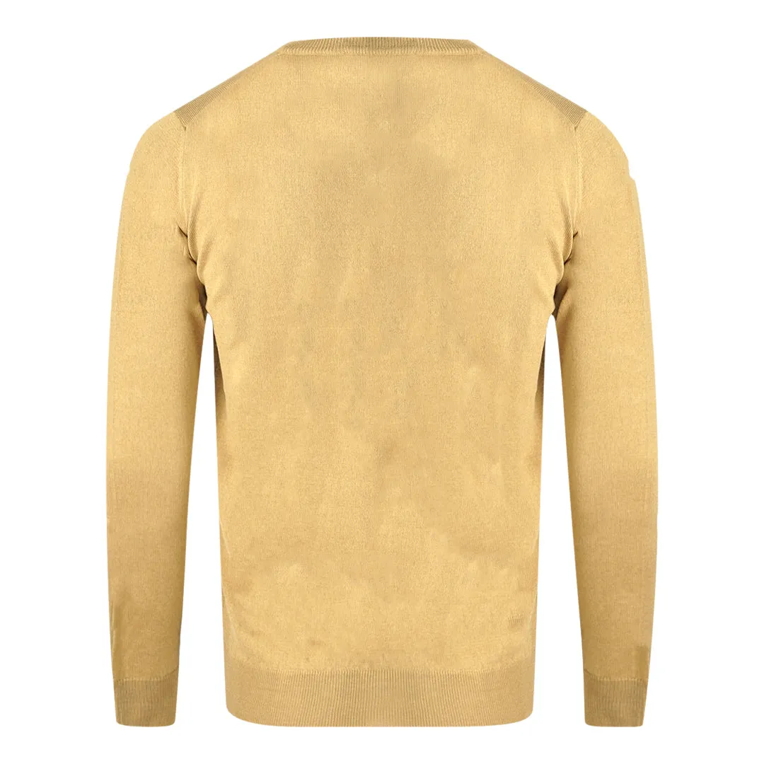 Aquascutum Check A Logo Beige V Neck Jumper