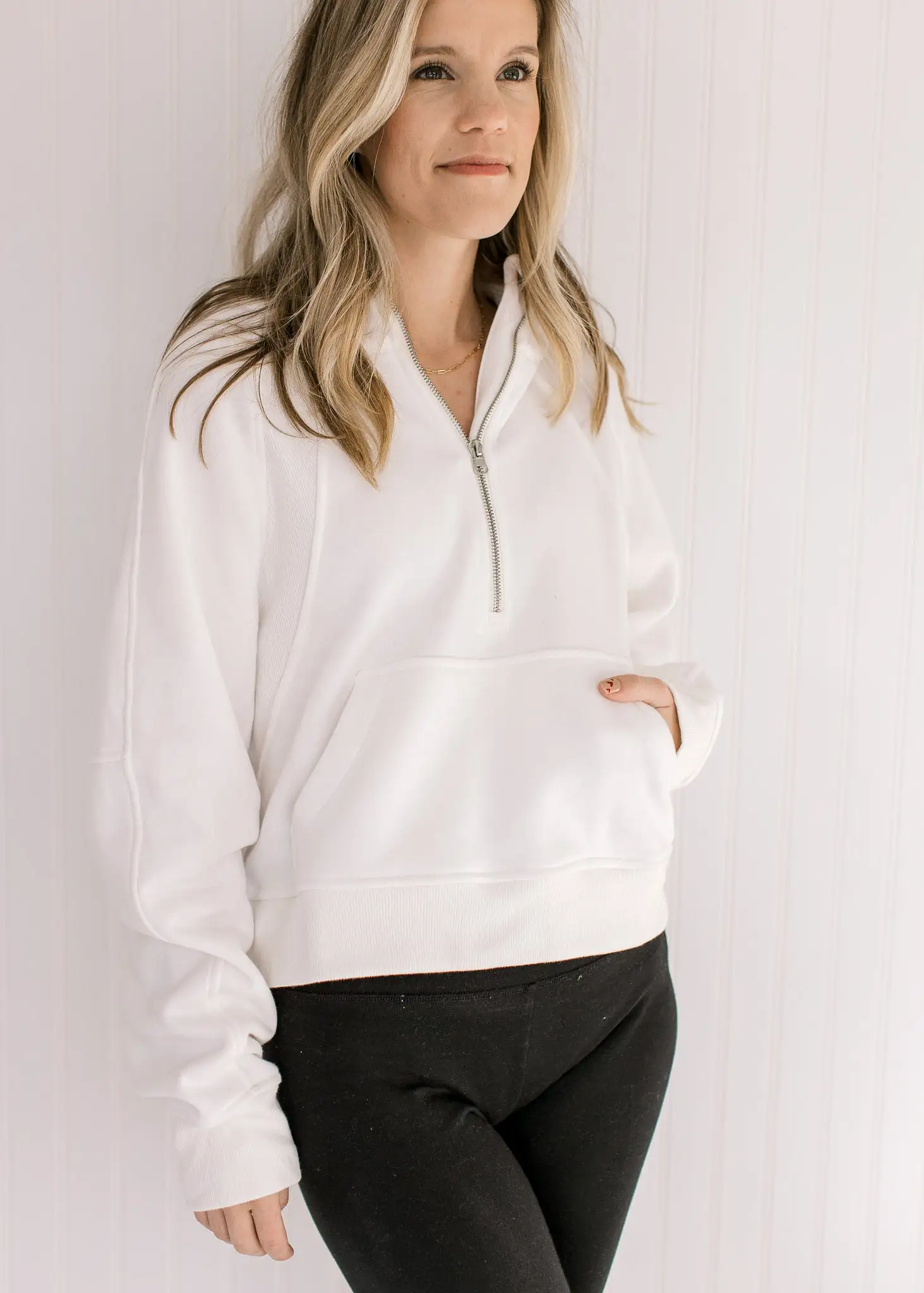 Athleisure Ivory Cropped 1/4 Zip