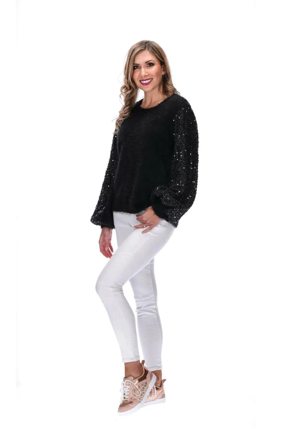 Augustine Ariana Sequin Knit Black