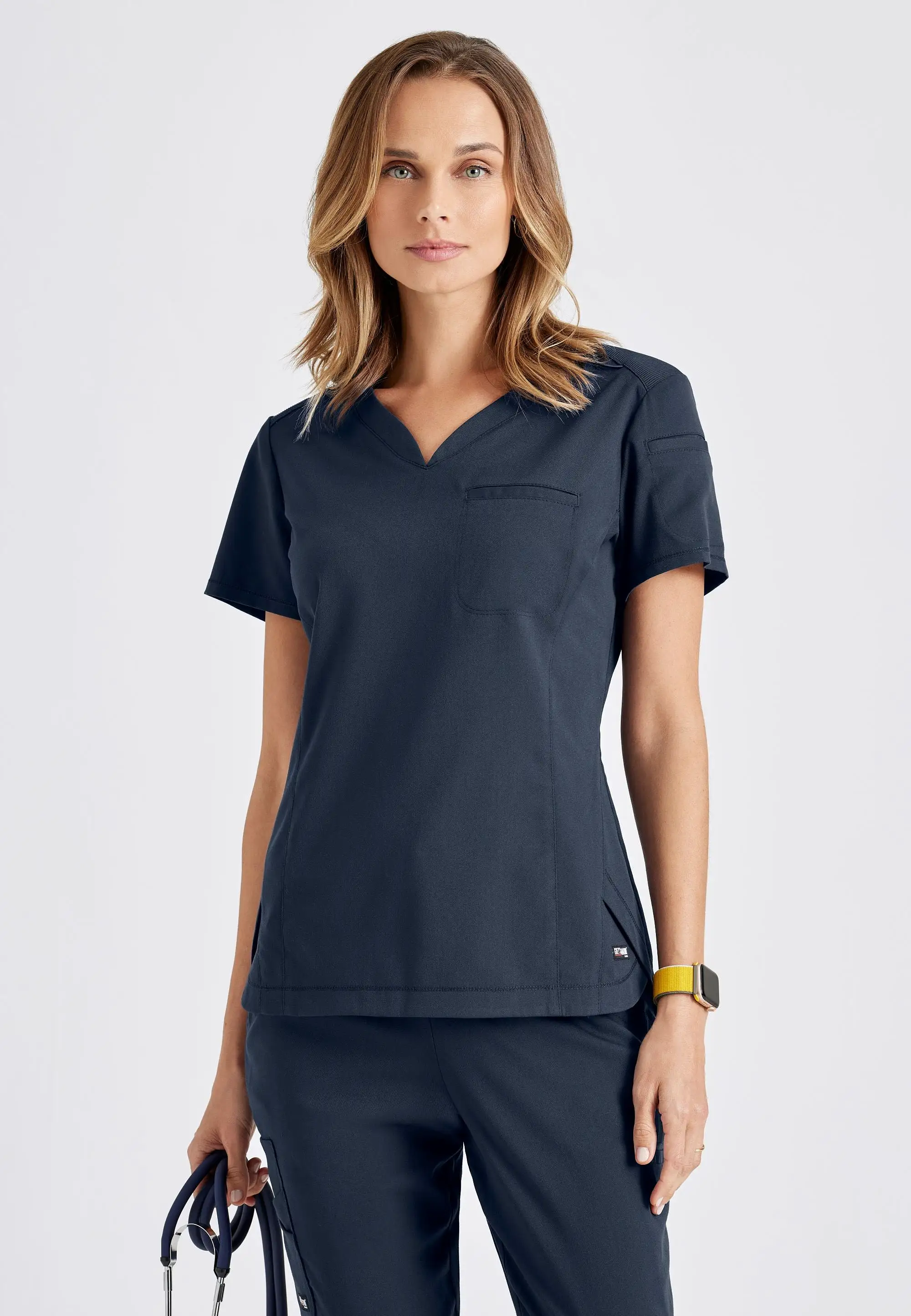 Barco Grey's Anatomy +SpandexStretch GRST136 Capri V-Neck Tuck In Top