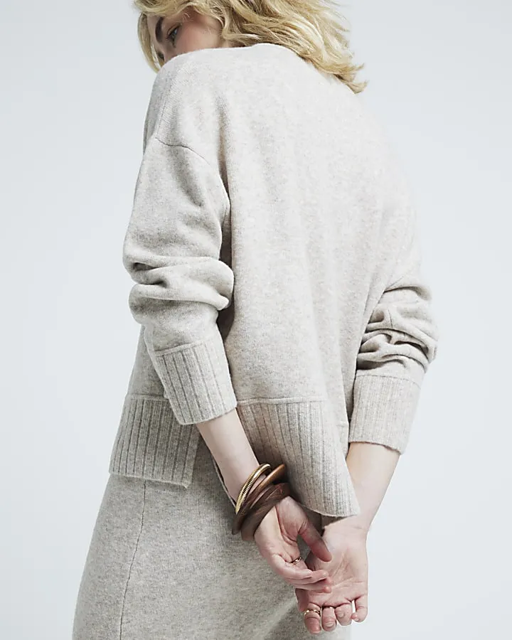 Beige knit crop jumper