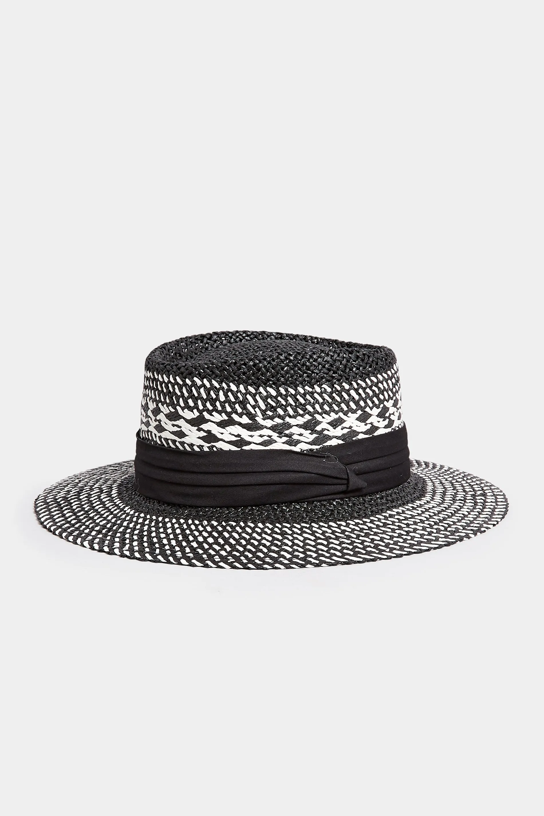 Black & White Contrast Straw Boater Hat