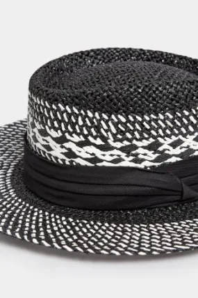 Black & White Contrast Straw Boater Hat