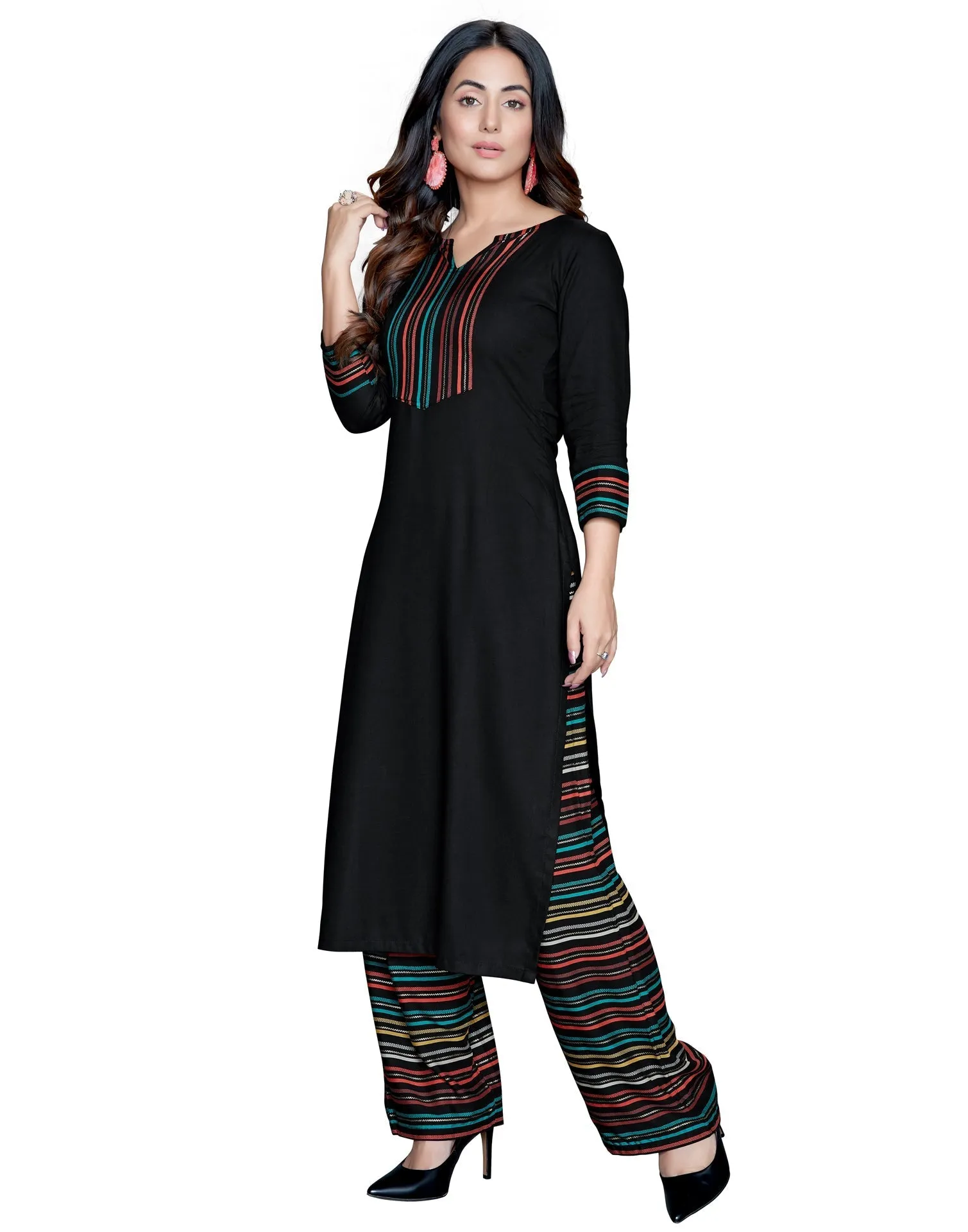 Black Coloured Rayon Printed Palazzo