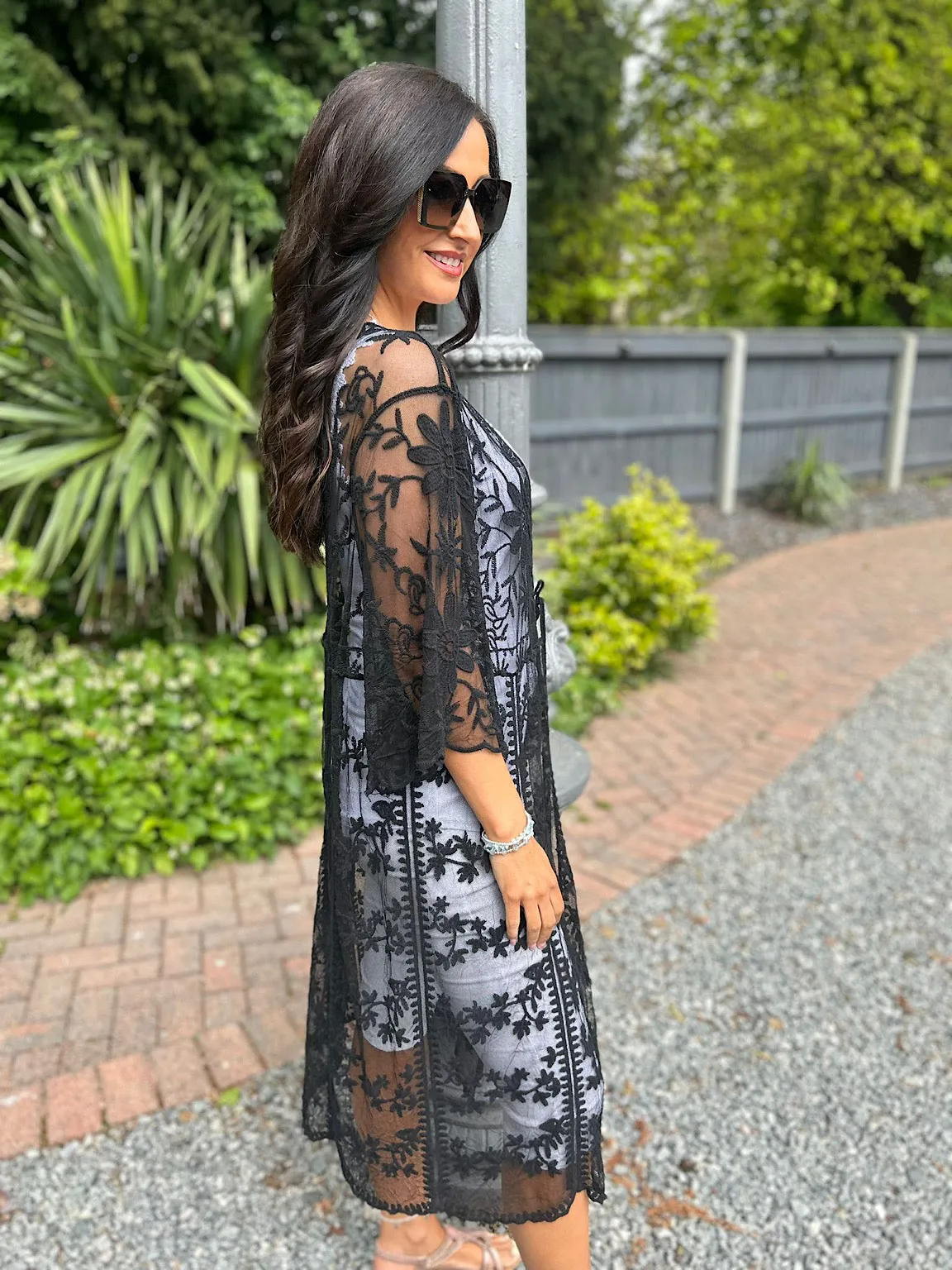 Black Floral Lace Cover Up Penelope