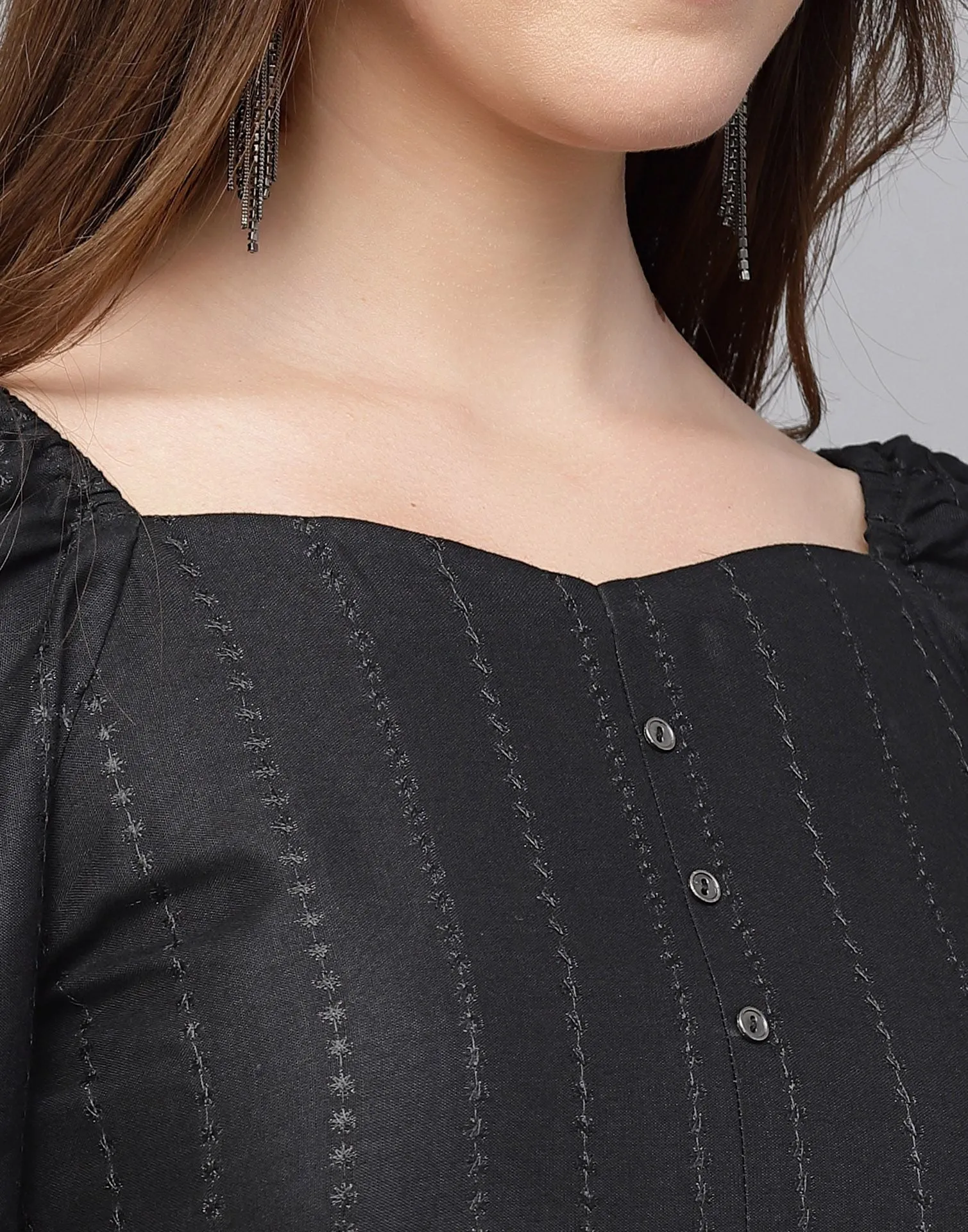 Black Plain Rayon Top