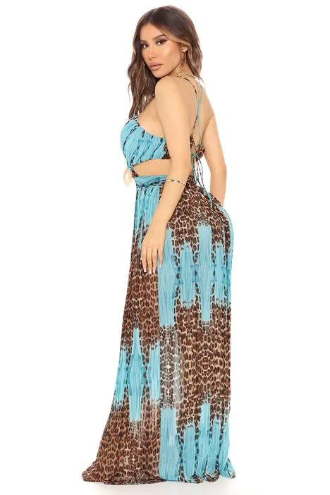 BlackTree Noemi Sleeveless Maxi Dress - Aqua/Combo