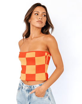 Blake Strapless Top (Red/Orange)