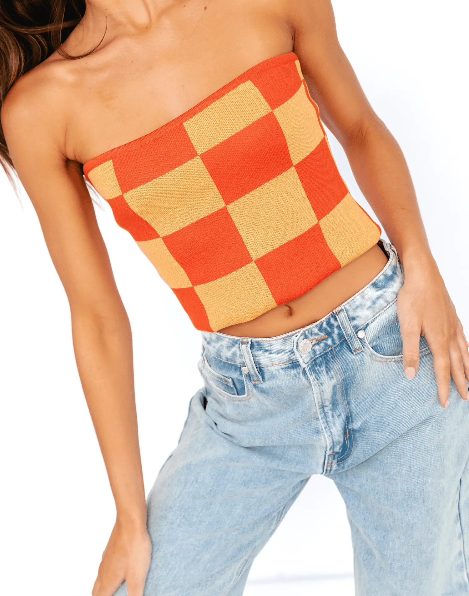 Blake Strapless Top (Red/Orange)