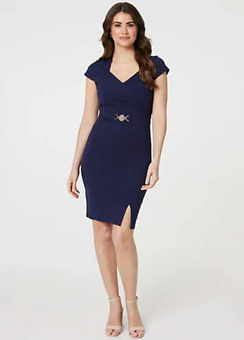 Blue Belt Detail Bodycon Mini Dress by Izabel London | Look Again