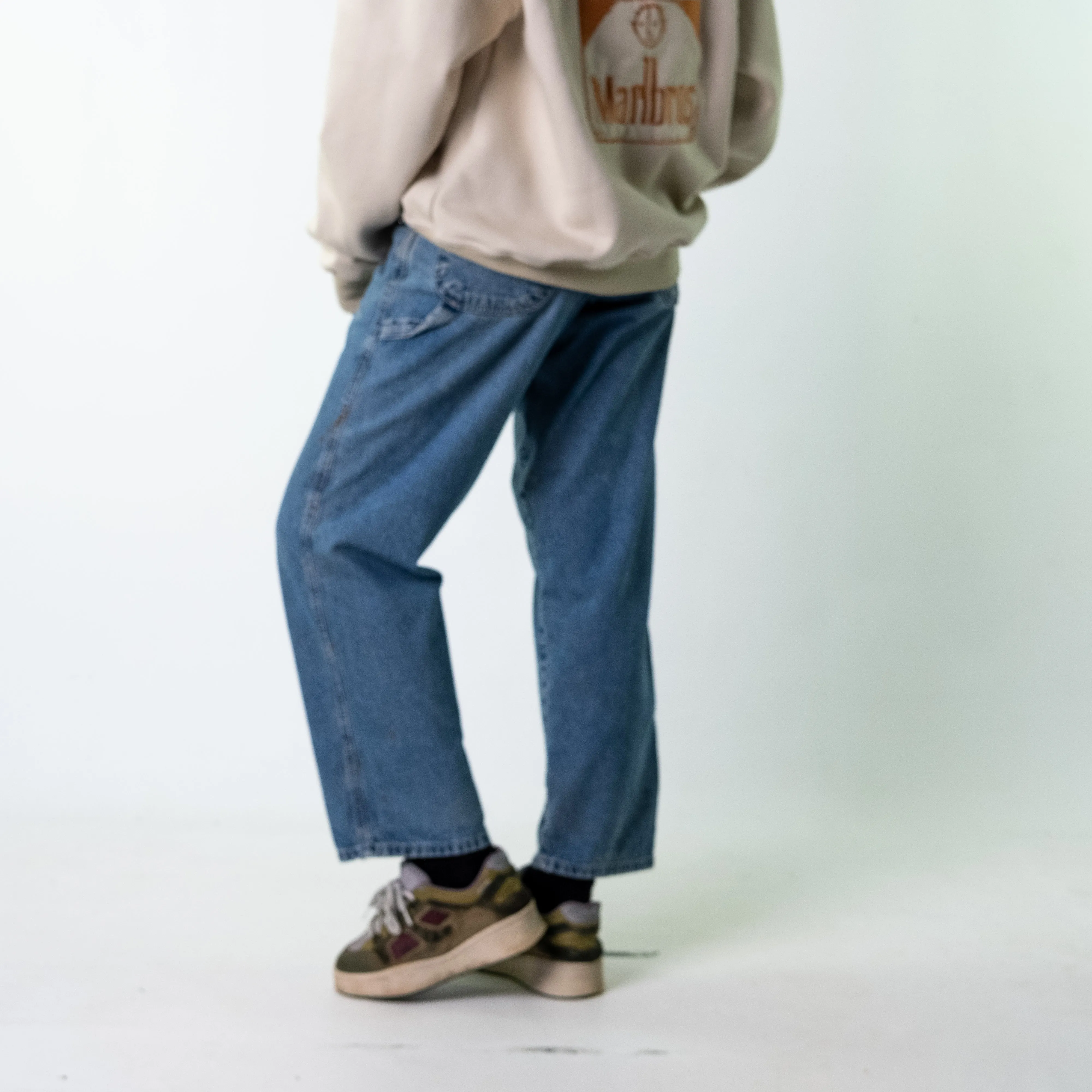 Blue Denim 90s Baggy Hip Hop Wrangler Cargo Skater Trousers Pants Jeans (30x30)