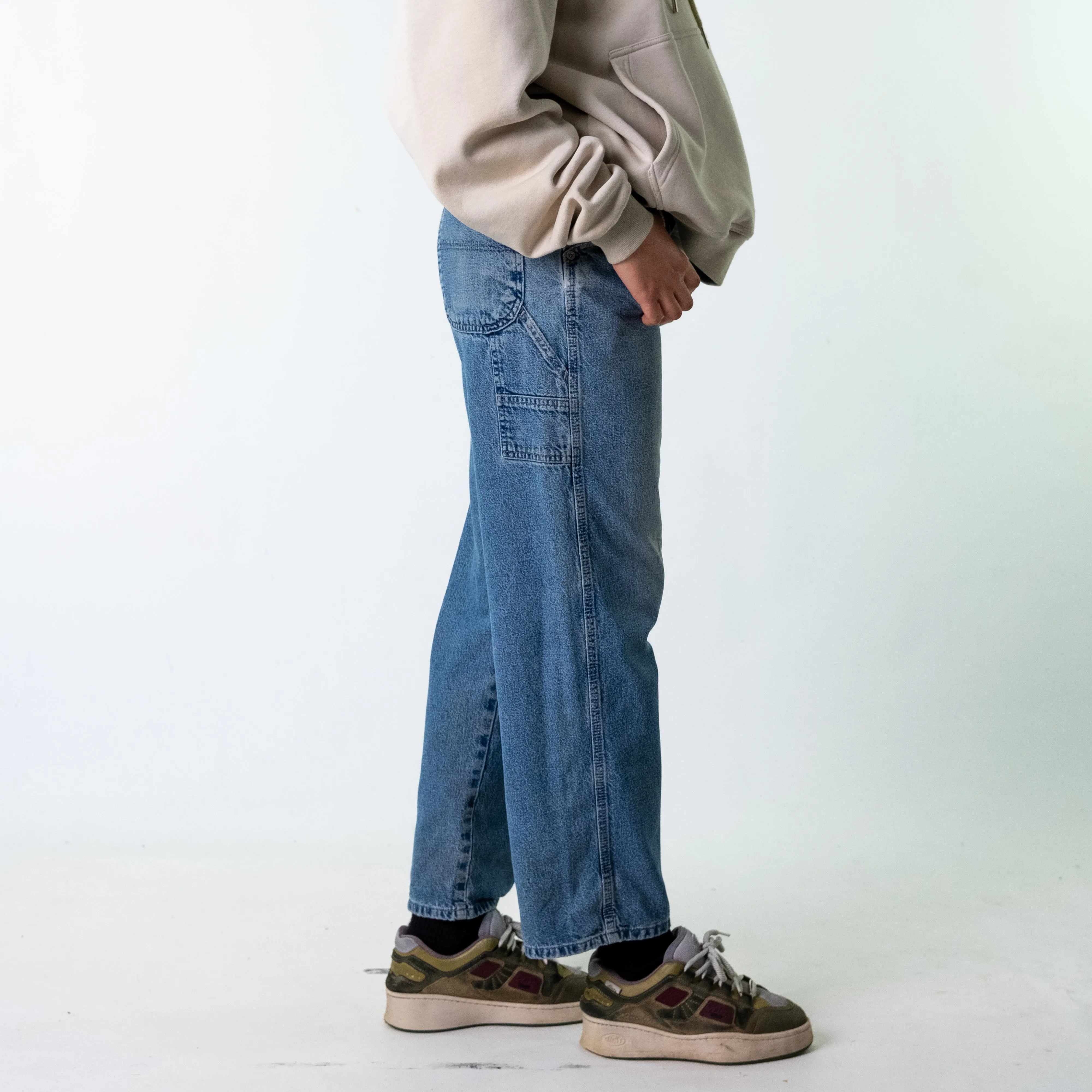 Blue Denim 90s Baggy Hip Hop Wrangler Cargo Skater Trousers Pants Jeans (30x30)