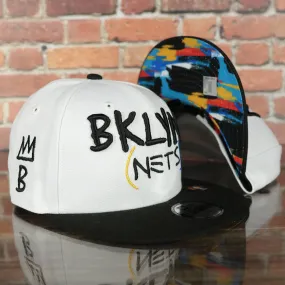 Brooklyn Nets 2022 City Edition BKLYN Nets Scribble Logo Multi-Color Bottom Youth 9Fifty Side Patch Snapback Cap | New Era, Whit