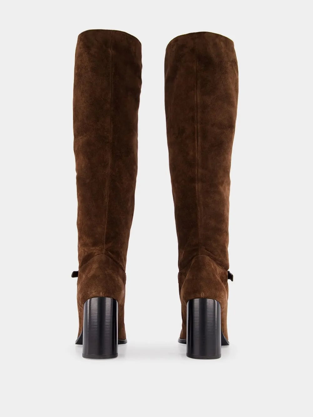 Brown Suede Knee-Length Boots